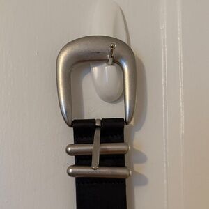 GAP Black Leather Belt with Silver Buckle